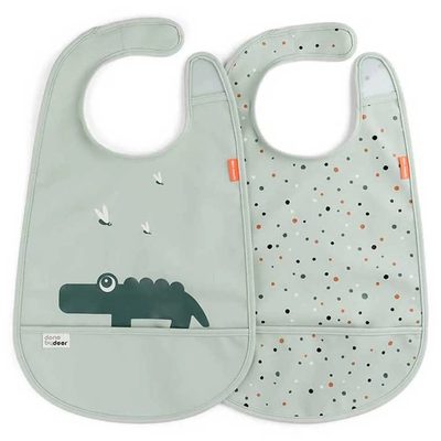 DONE BY DEER Deer W Velcro 2 Pack Croco 圍兜口水巾 正品代購