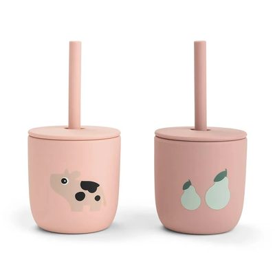 DONE BY DEER Deer Tiny Farm Silicone Pack 2 Cups Straws 餐盤組 正品代購