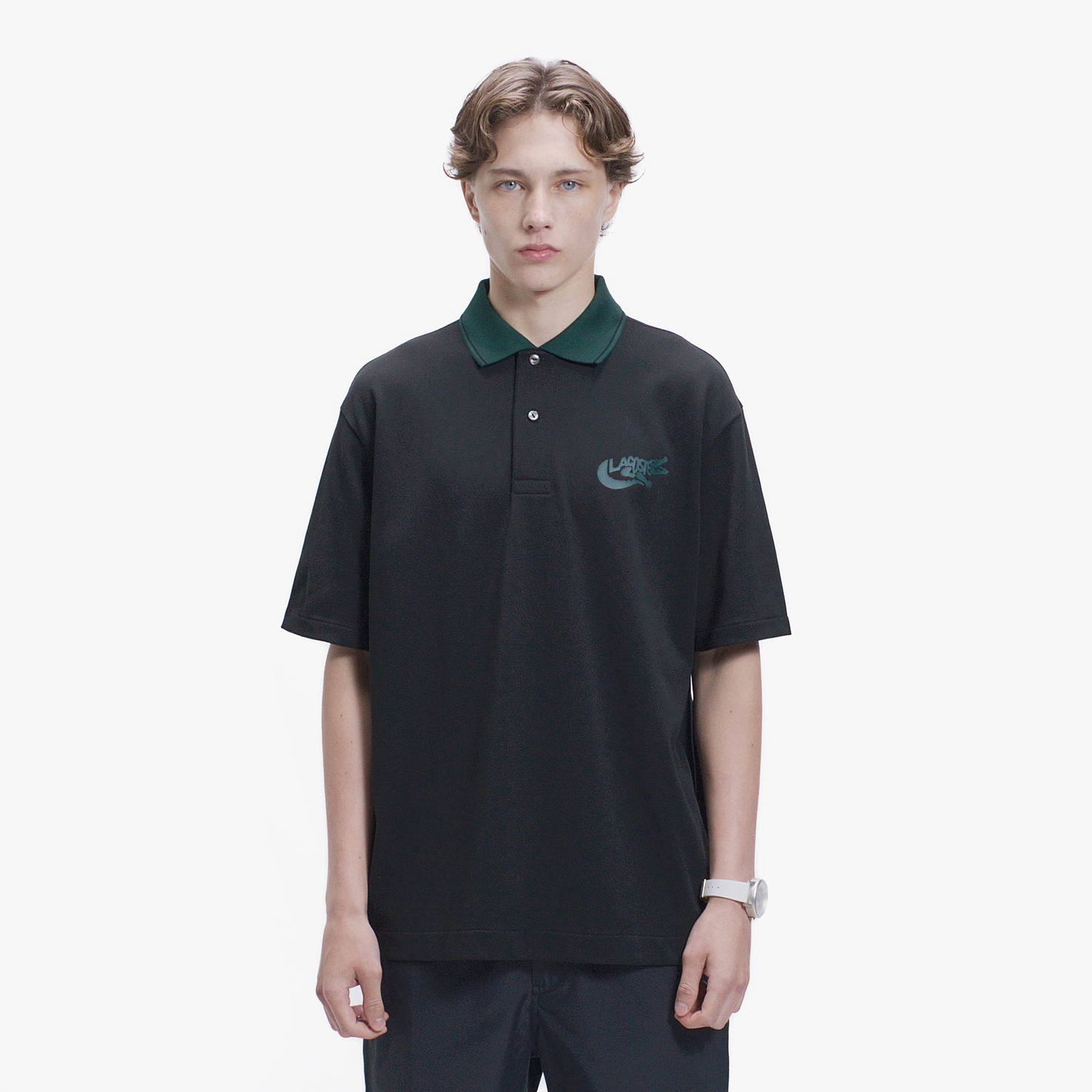 🐊 Lacoste AF335 撞色條紋 Polo 衫｜限時代購｜型號 AF335 (黑色)