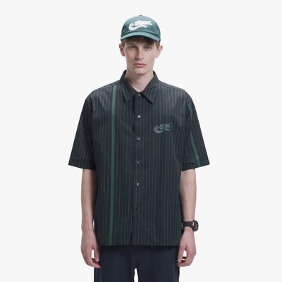 🐊 Lacoste AF355 條紋開襟短袖襯衫｜限時代購 (黑色)