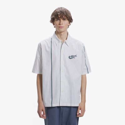 🐊 Lacoste AF355 條紋開襟短袖襯衫｜限時代購 (白色)