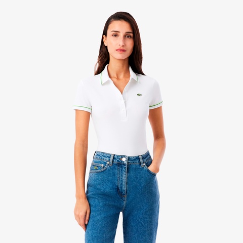 LACOSTE 撞色鑲邊修身 Polo 衫（白）｜官網代購 [DF5284-3SM]
