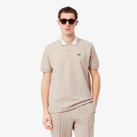 LACOSTE 滿版字母織花 Polo 衫（米色）｜官網代購 [DH1417-8GI]