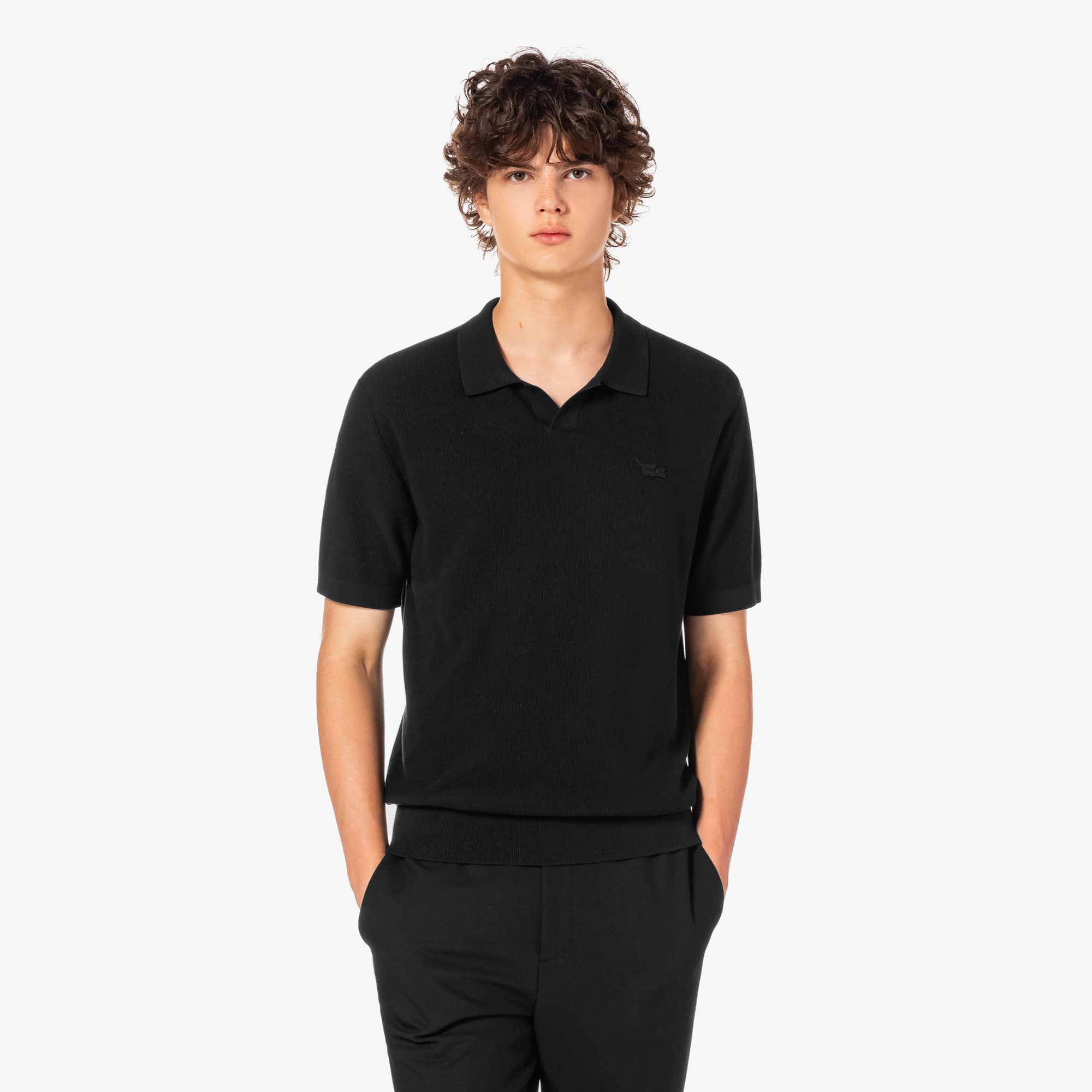 LACOSTE 開領短袖針織 Polo 衫（黑色）｜官網代購 [PH188E-55N-031]
