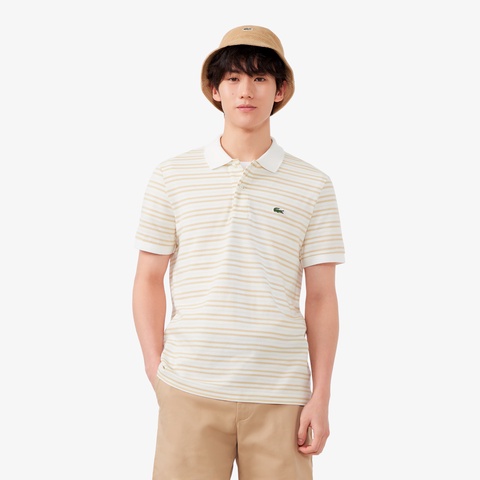 LACOSTE 多彩條紋鹿子地 Polo 衫（米色）｜官網代購 [PH5962-1RR]
