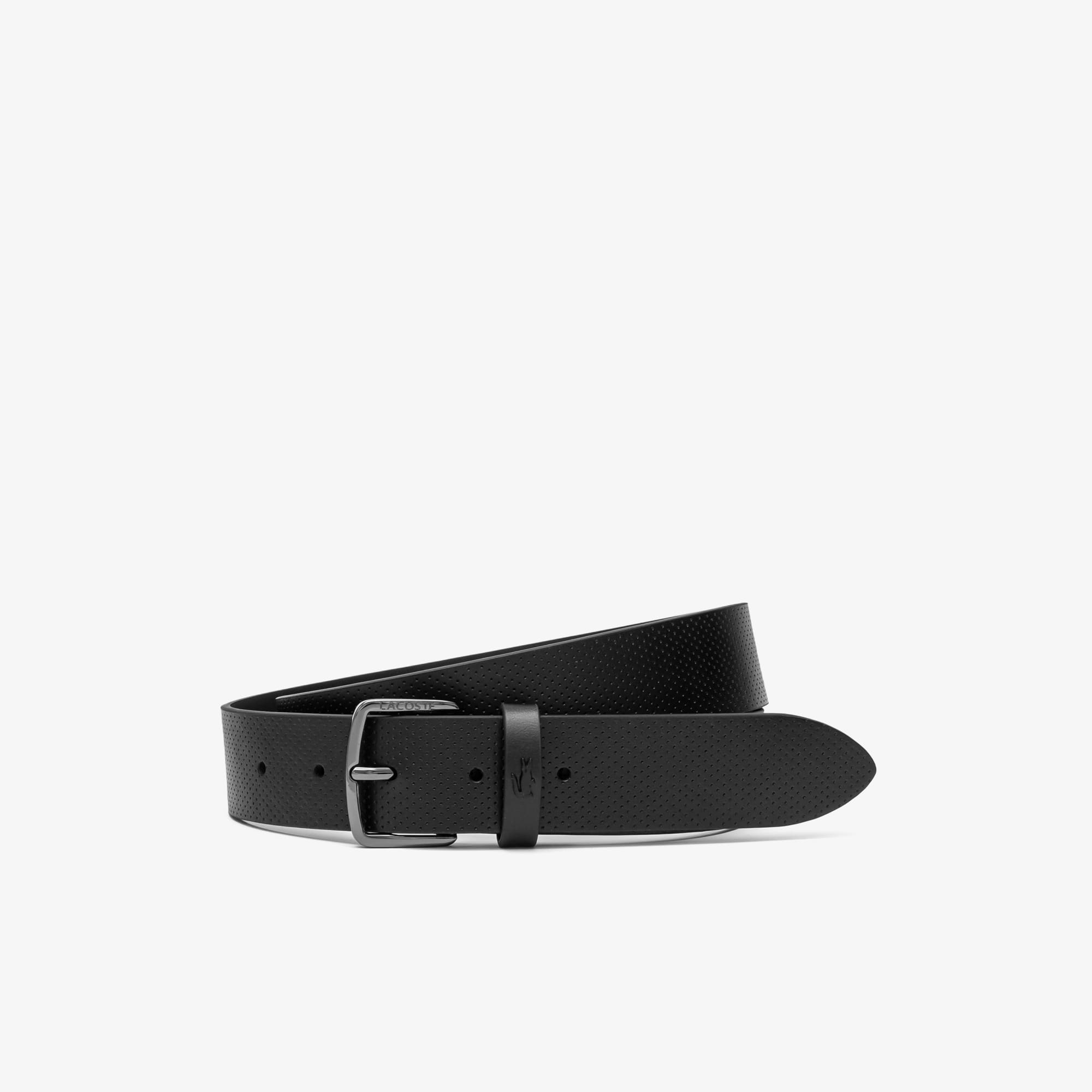 LACOSTE 35mm 沖孔皮革休閒腰帶（黑色）｜官網代購 [RC4084M56G-000]