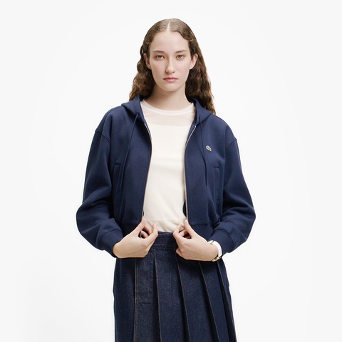 LACOSTE 雙面針織拉鍊連帽外套（海軍藍）｜官網代購 [SF9459-166]