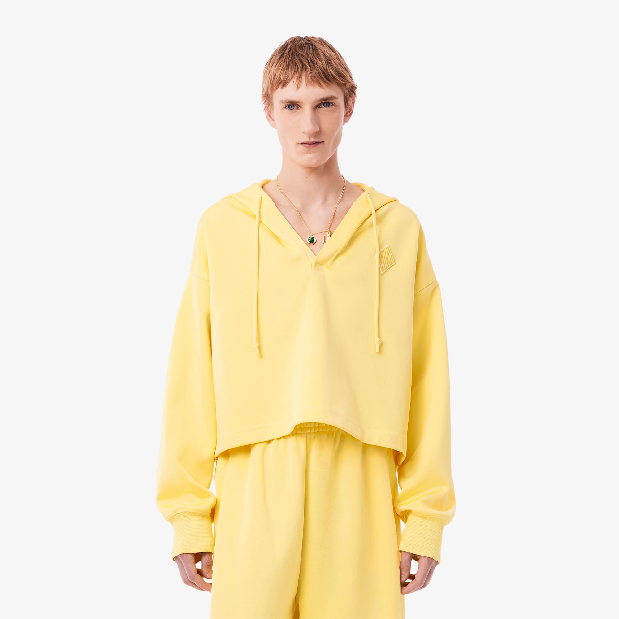 LACOSTE 寬鬆短版連帽衛衣（淺黃色）｜官網代購 [SH6766-55G-107]