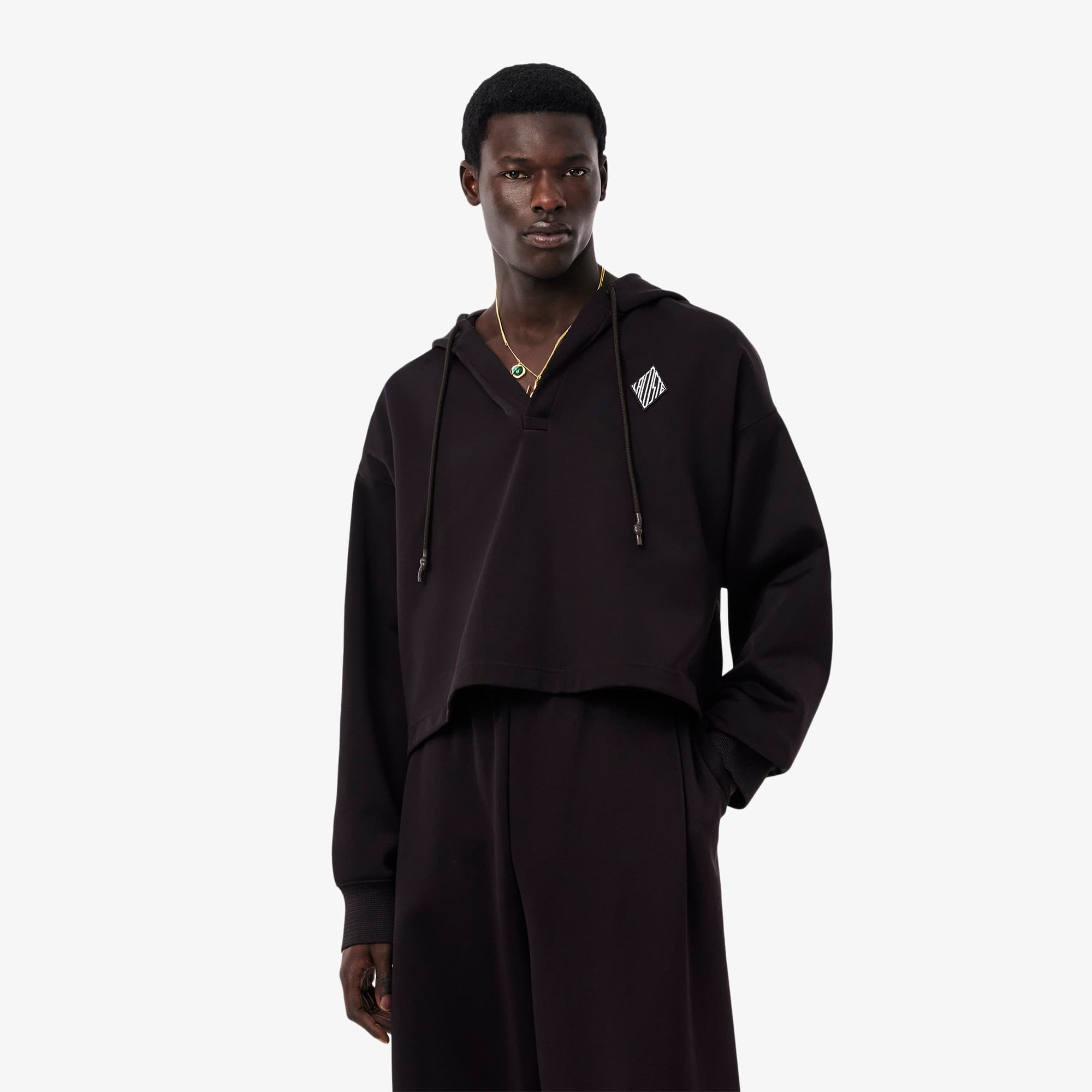 LACOSTE 寬鬆短版連帽衛衣（淺黃色）｜官網代購 [SH6766-55G-3LA]