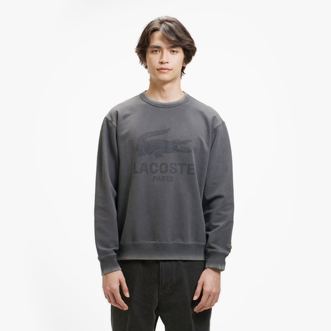 LACOSTE 仿舊 Logo 圓領衛衣（灰）｜官網代購 [SH9443-S5T]