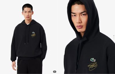 🎾 Lacoste Tennis × Novak Djokovic 喬科維奇聯名連帽衫｜型號 SH9948 (黑色)