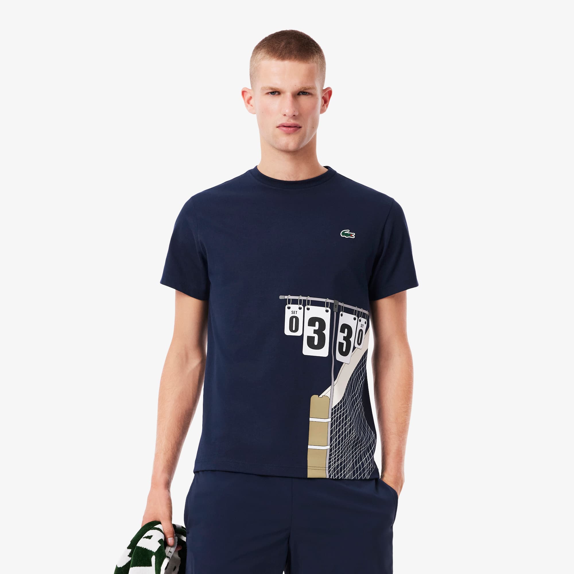 LACOSTE 網球圖案短袖 T 恤（藏青色）｜官網代購 [TH4758-55N-166]