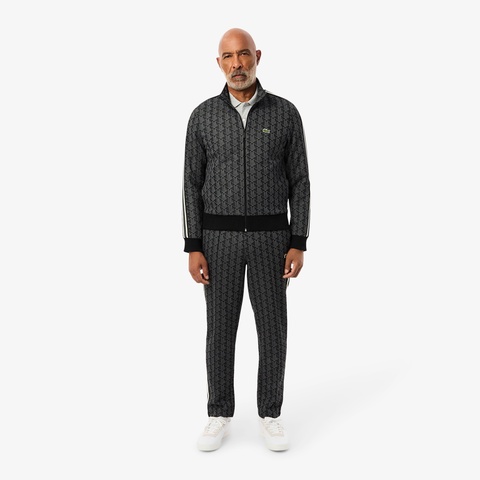 LACOSTE 側縫織花梭織運動長褲（黑×灰）｜官網代購 [XH1440-4PC]